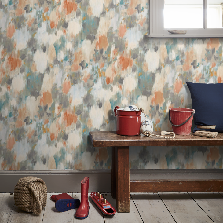 Exuberance wallpaper in tangerine/ sepia from Harlequin