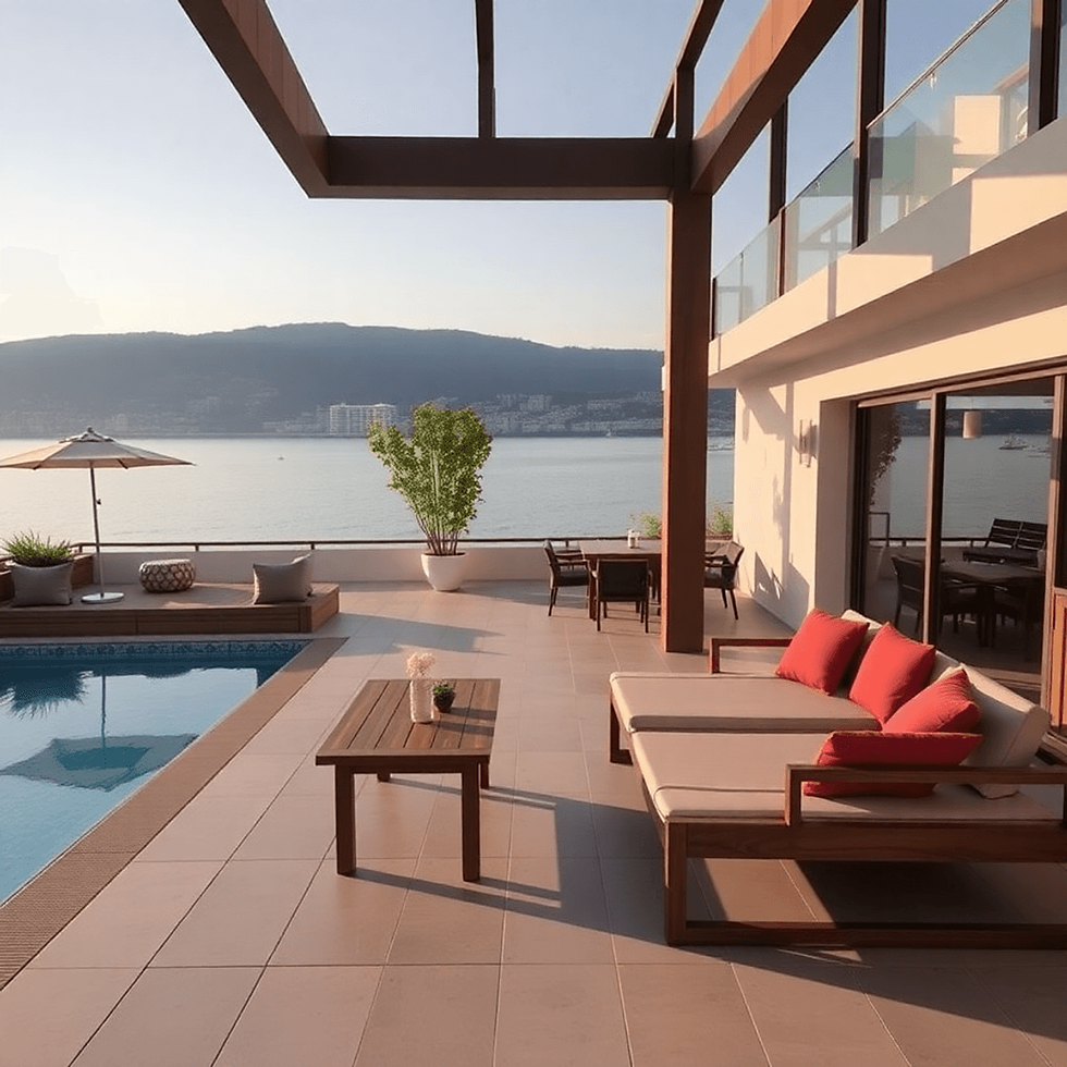 Lüks yazlık villa havuz ve deniz birarada