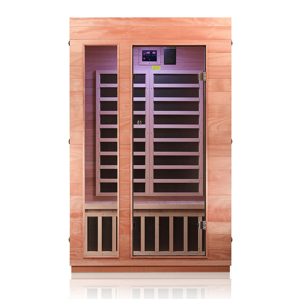 Thumbnail: 2 Person Indoor Bluetooth Low EMF FAR Infrared Sauna In Okoume & Hemlock Wood