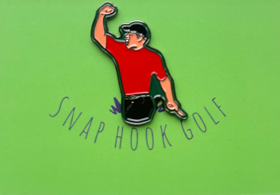 Tiger Woods roaring in Sunday Red Golf Ball Marker on Green Background