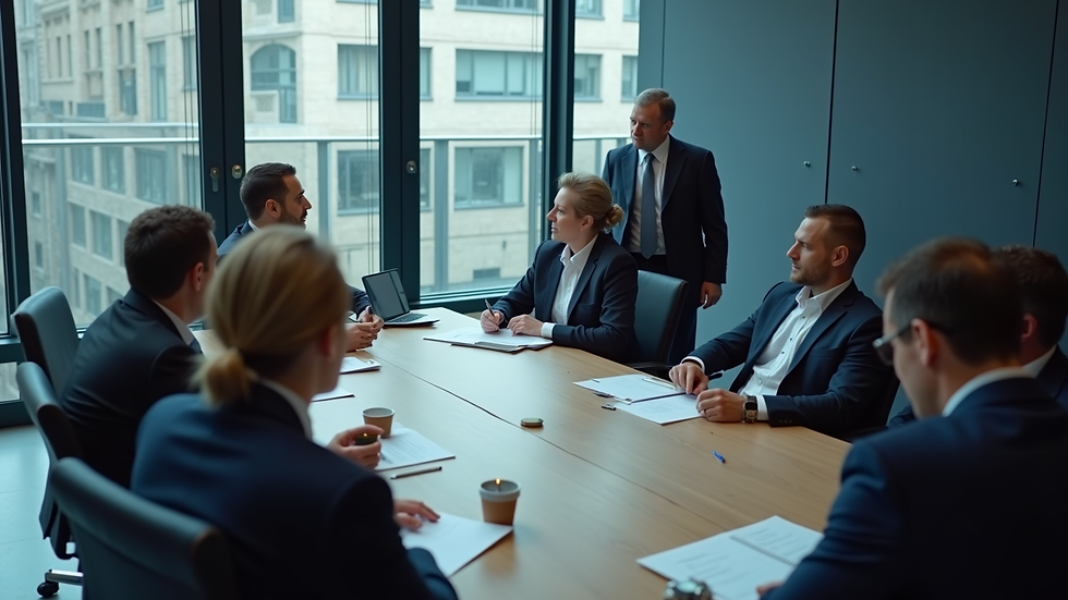 High angle view of a business meeting discussing data protection strategy
