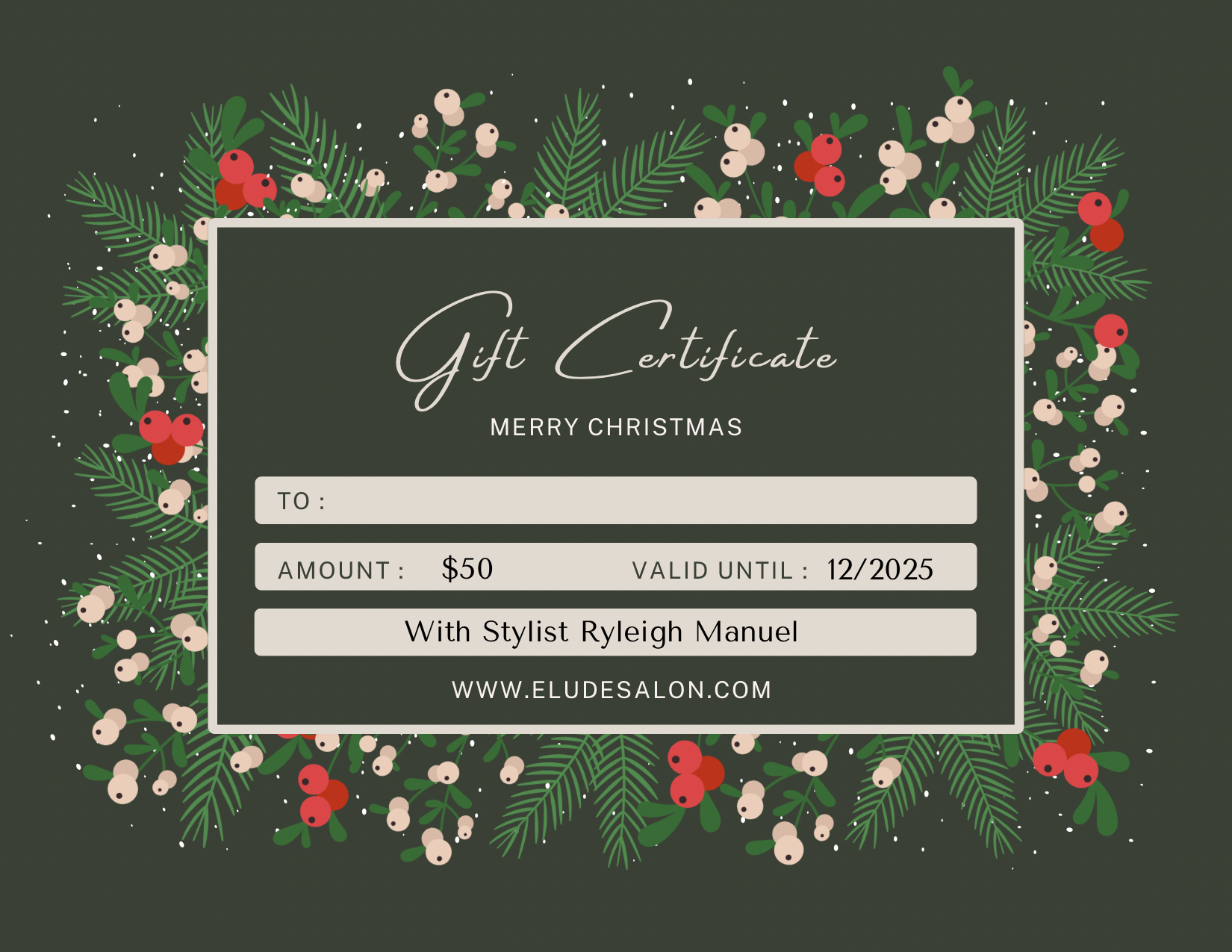 $50 Gift Card with Ryleigh Manuel