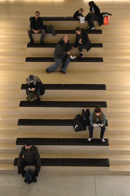 people on steps, Design Museum