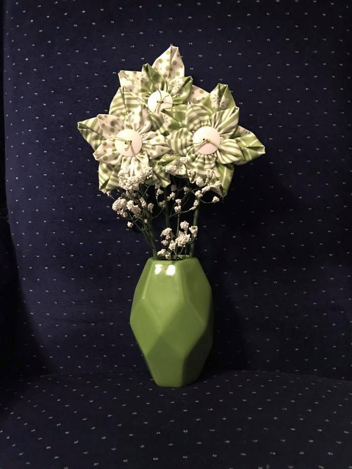 Green Daffodils in Green Vase