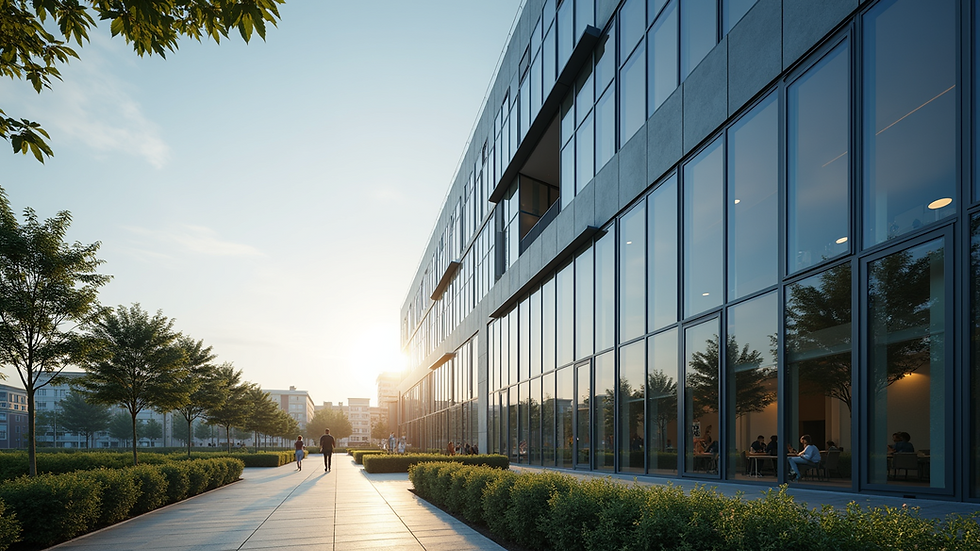Eye-level view of a modern architectural building representing diverse investments