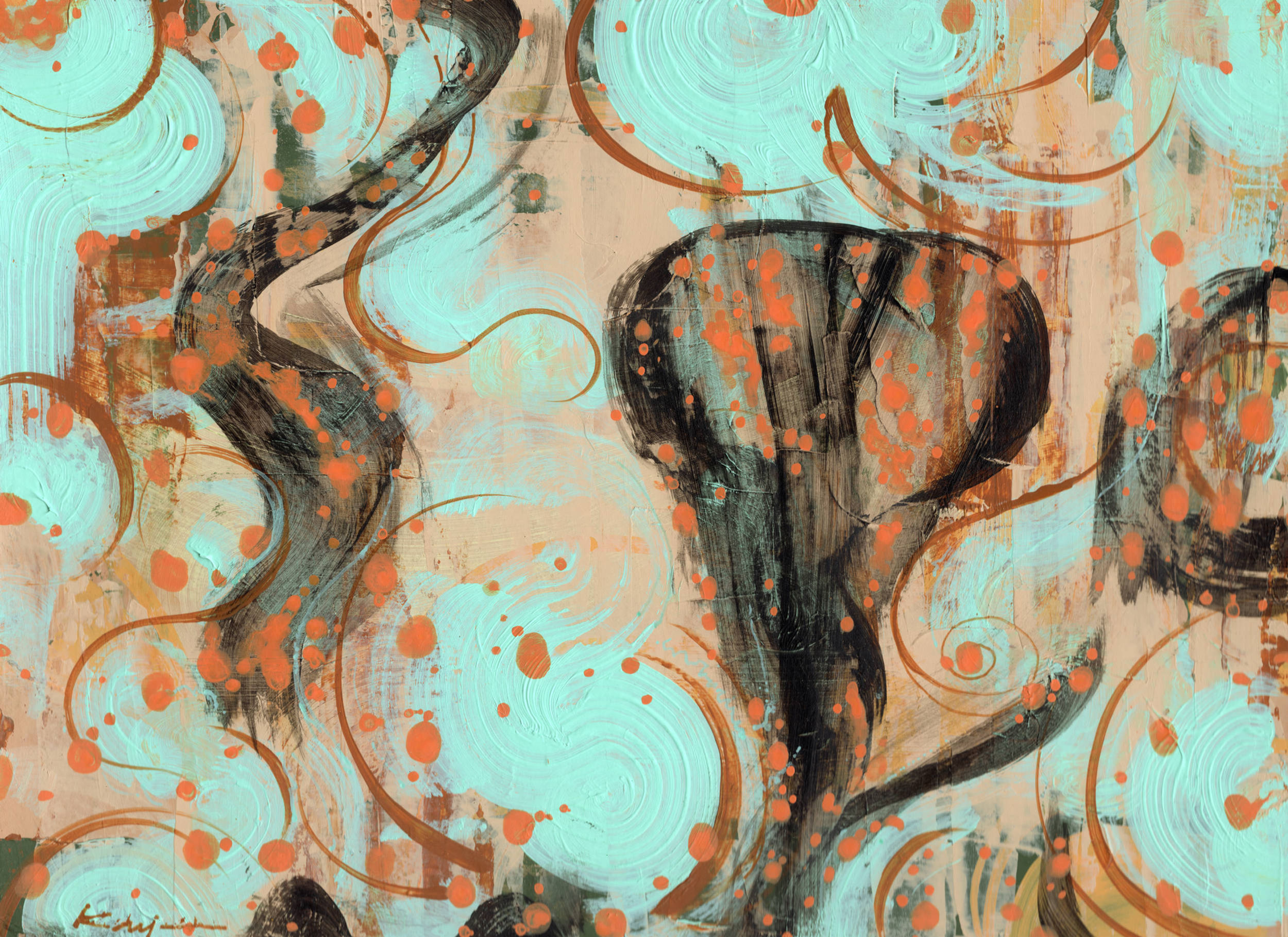 Soft Current: Framed Canvas Print