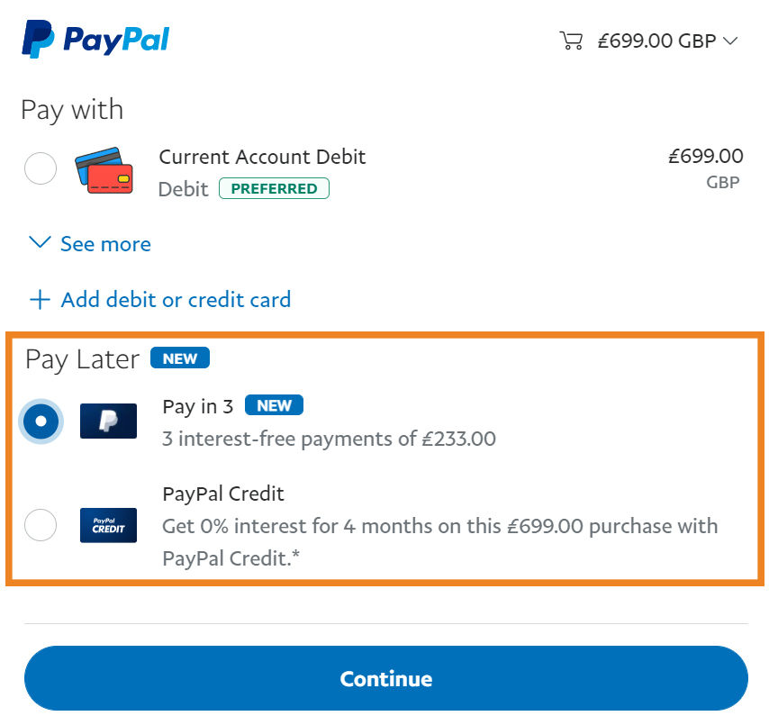 Buy now pay later with PayPal Pay Later