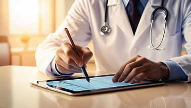 Doctor scribbling on a form in a tablet using stylus.jpg