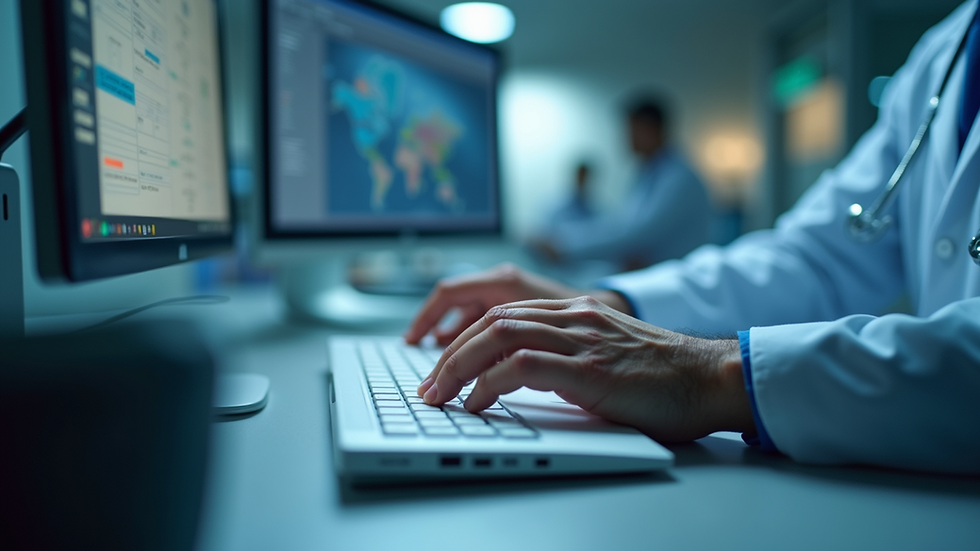 Close-up view of a hospital IT professional configuring EHR software on a desktop