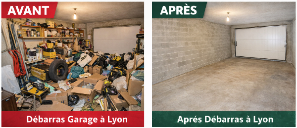 Avant après d'un débarras de garage à Lyon