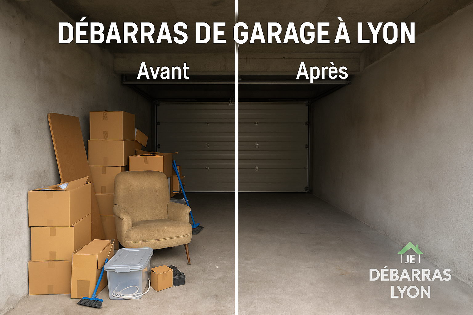 Débarras de garage à Lyon - avant et après