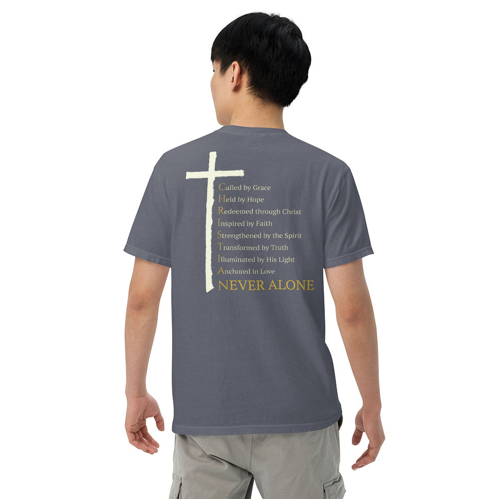 Thumbnail: Following Christ, God 1st, Full text, Christian -Unisex heavyweight t-shirt