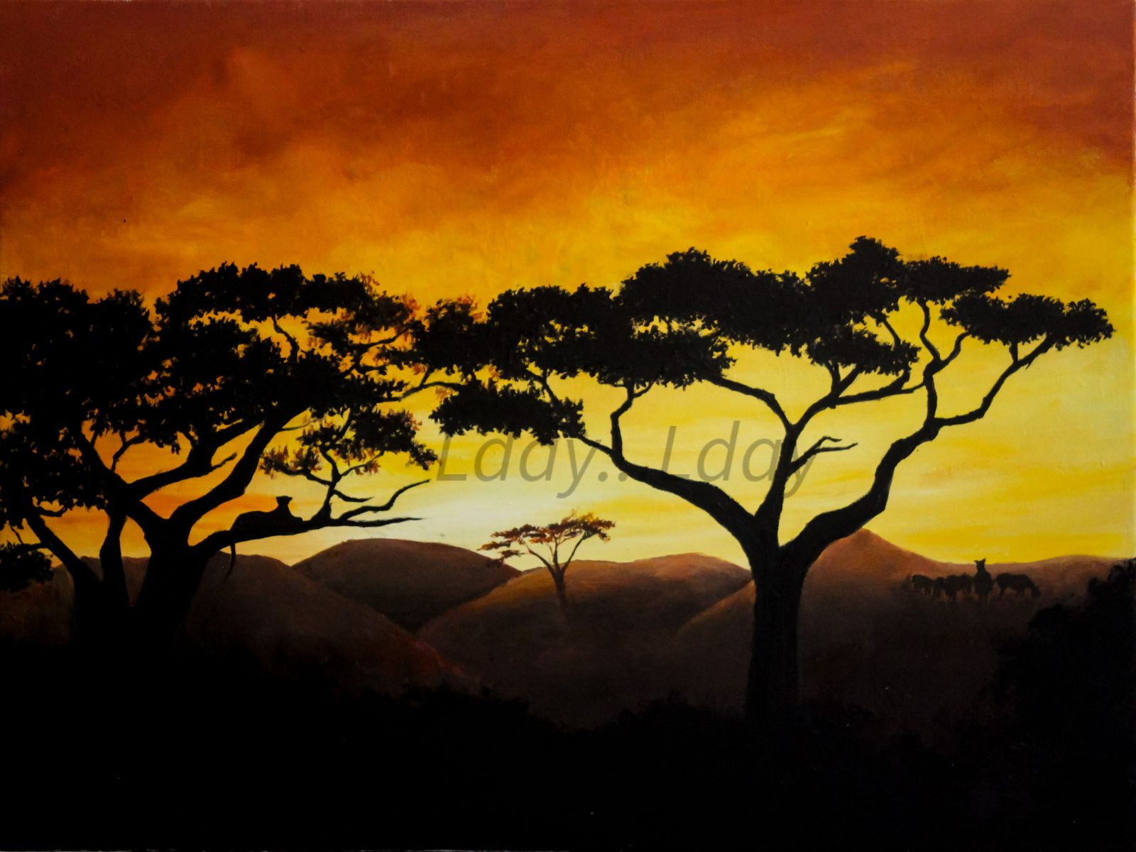 African Sunset Artwork