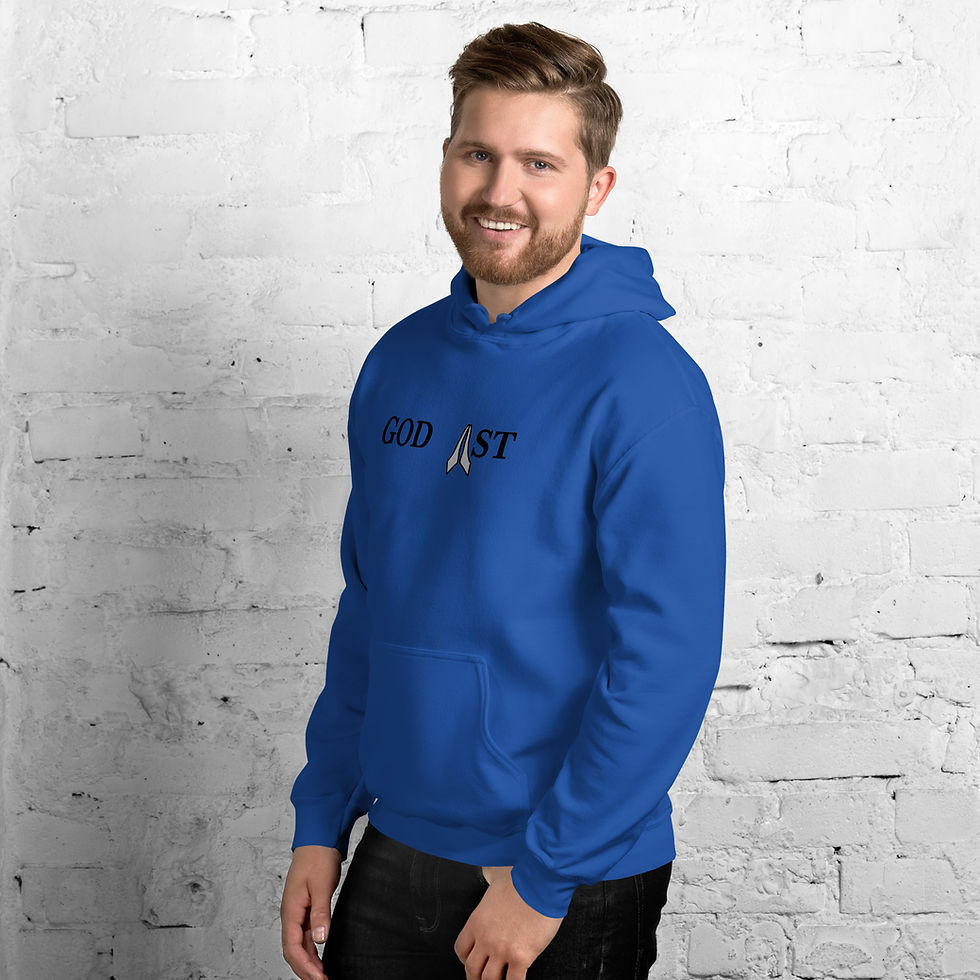 Thumbnail: Faith-based hoodie with a ‘God 1st’ logo on the front and a spiritual message ‘Breathe YH WH’ displayed across the back.
