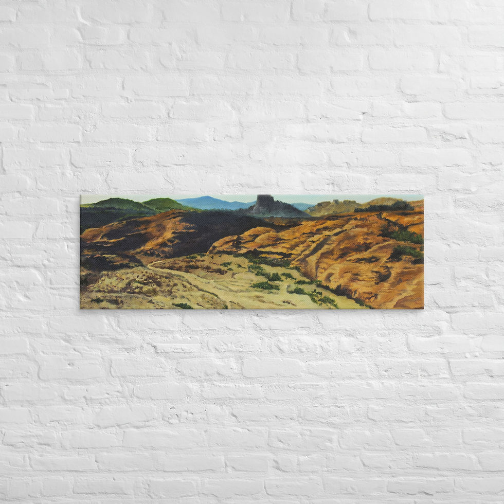 Thumbnail: Desert landscape artwork with rugged hills and distant mountains.