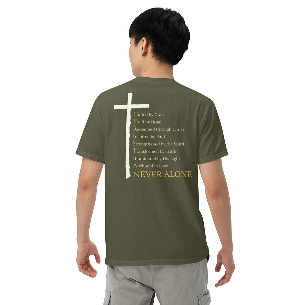 Thumbnail: Following Christ, God 1st, Full text, Christian -Unisex heavyweight t-shirt