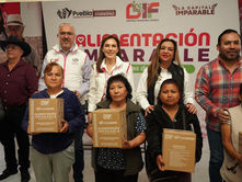 Entrega MariElise Budib apoyos alimentarios a residentes de San Francisco Totimehuacan