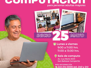 Anuncia DIF Puebla Capital nuevas fechas para inscribirse al Taller de Computación para adultos mayores