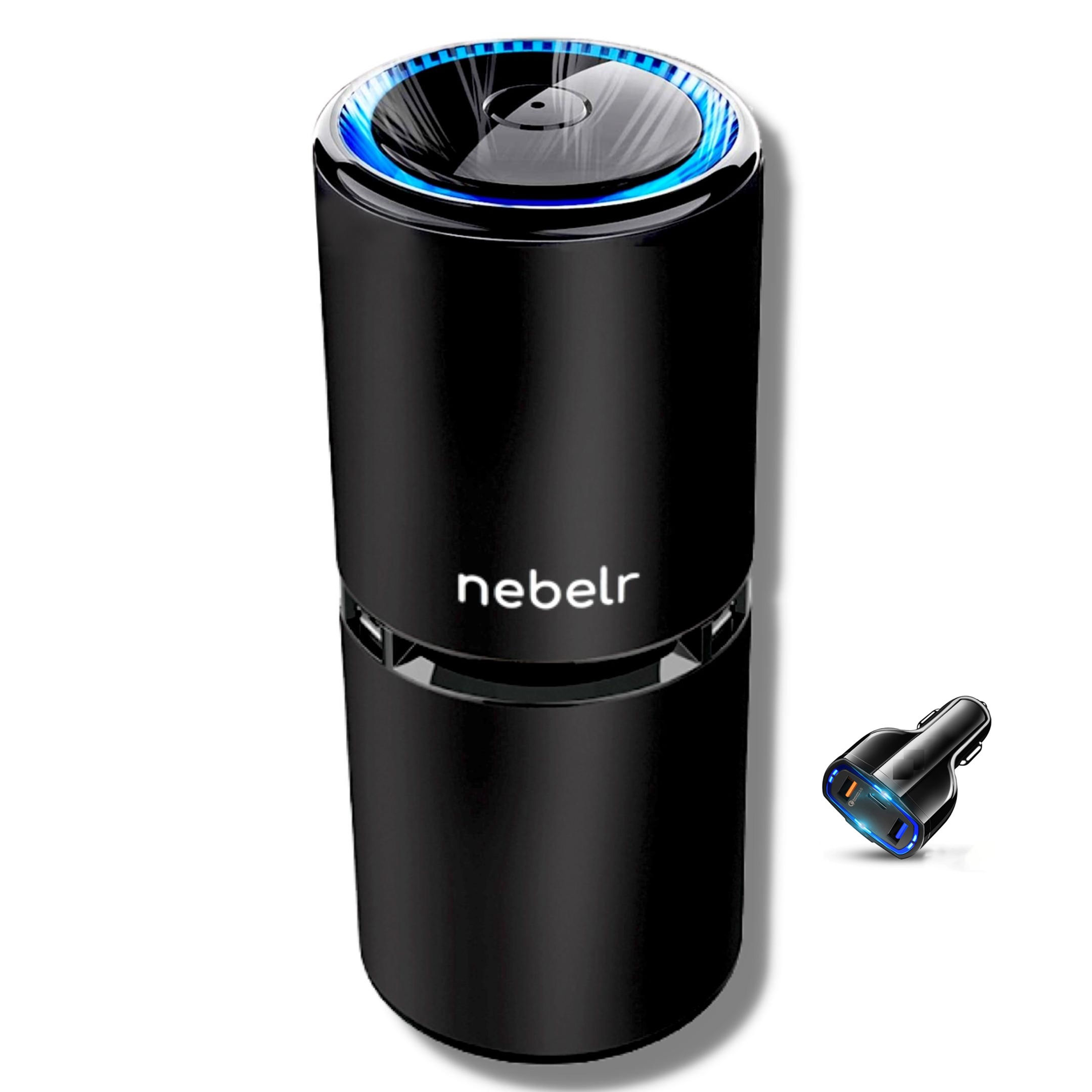 Nebelr Car Air Purifier Ionizer - Premium - Alluminium - 10 Million Negative Ions
