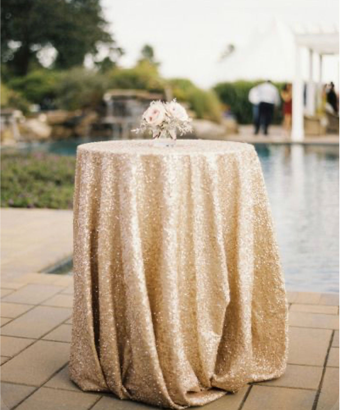 30” Cocktail Table + Sequin Linen