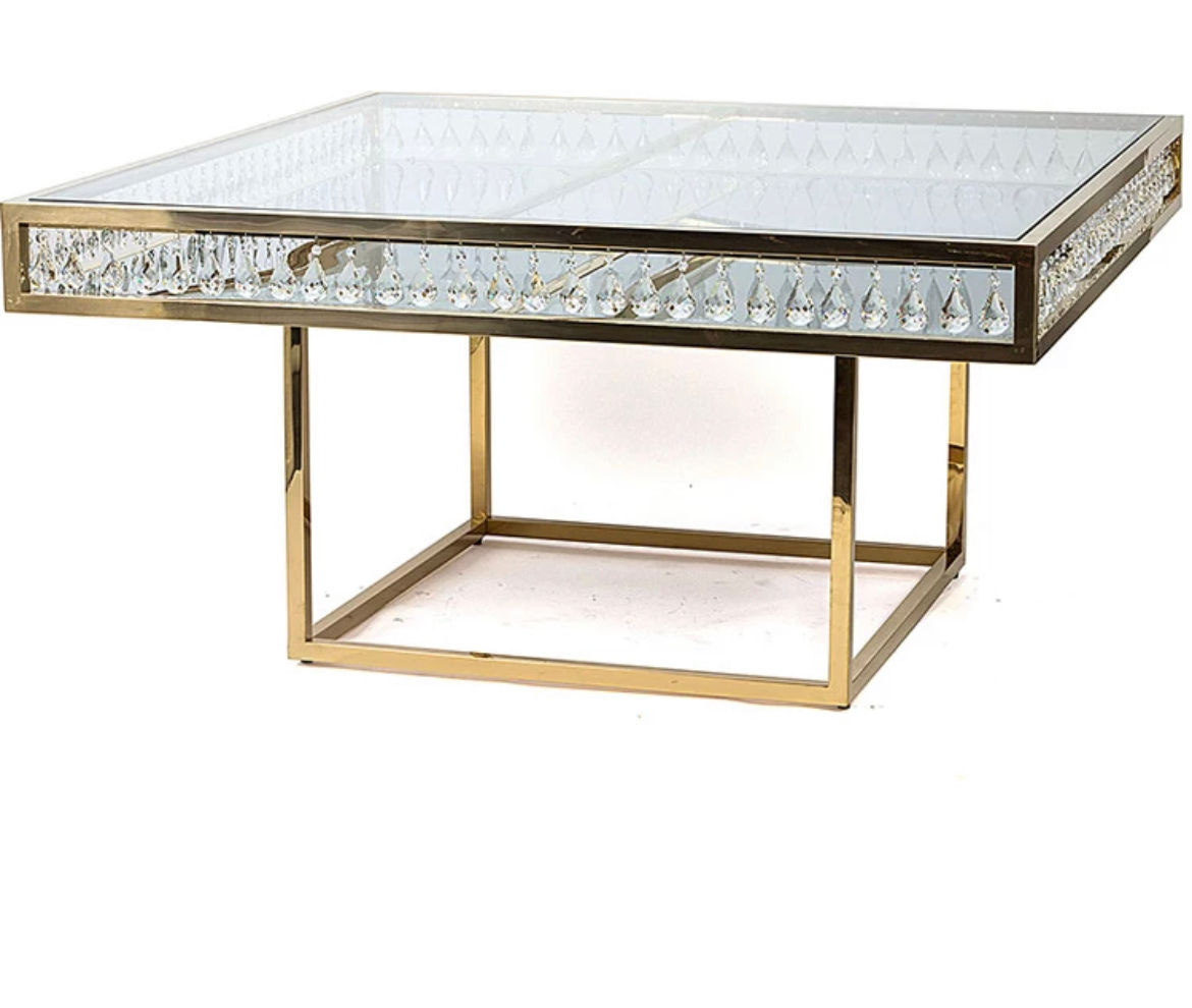 Golden Glass Top Dining Table