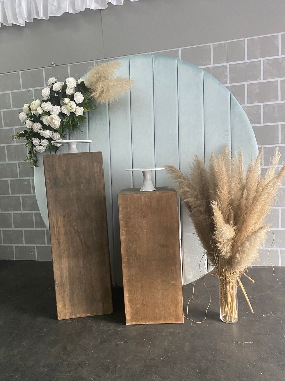 PAQUETE DE PAMPAS CON FONDO DE TERCIOPELO AZUL BEBÉ