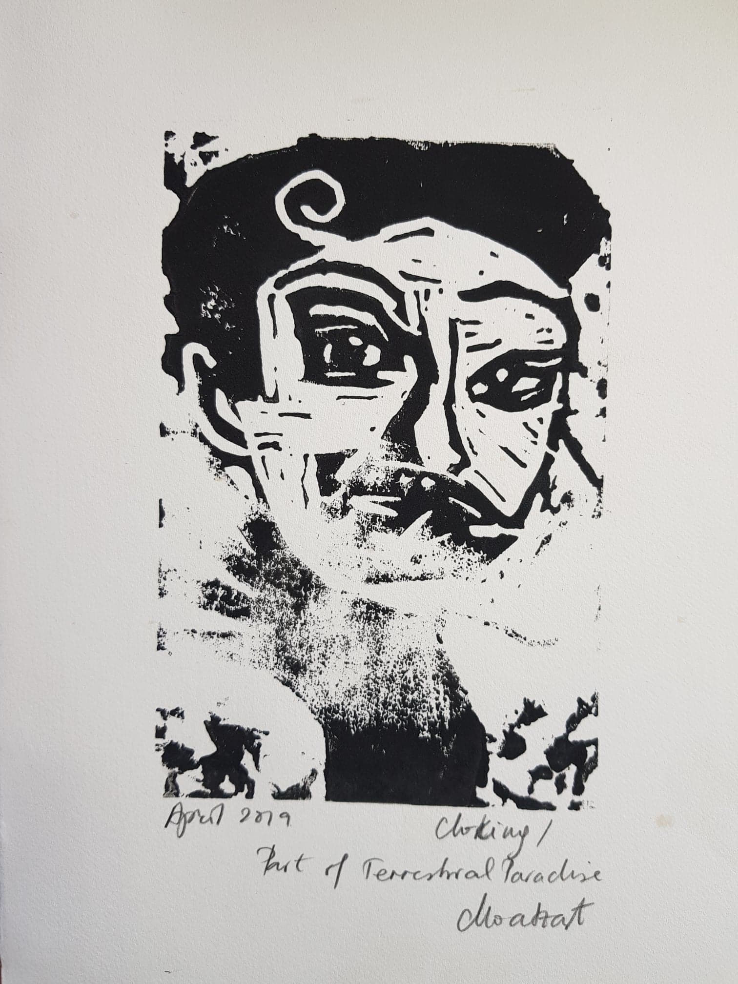 Choking Original Linocut Print from Participatory work