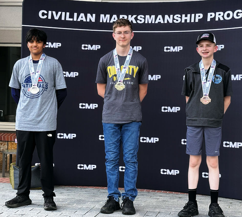 The U15 podium for smallbore rifle at the USA Shooting National Rifle Championship, Talladega, June 11, 2026.