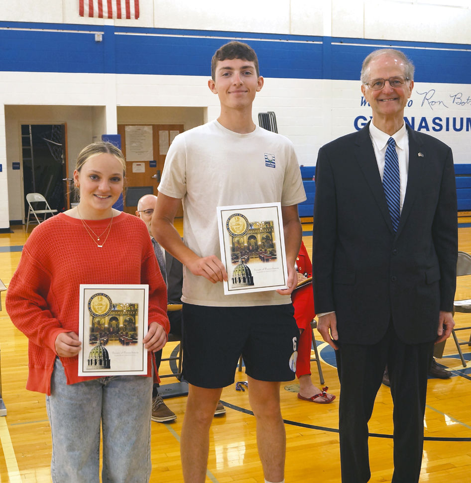 Good Citizenship Awards - Presenter, Senator Scott Hutchinson, and the award recipients were, Emma Raschiatore and Ryan Armagost.
