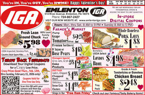 Emlenton IGA: Ad Prices Start Sun., Feb. 8 thru Sat., Feb. 14 - Happy Valentine's Day!