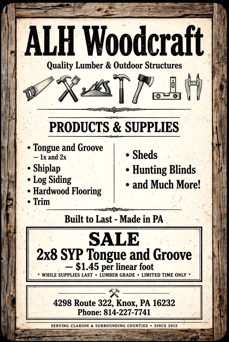 ALH Woodcraft - Quality Lumber & Outdoor Structures - Knox, PA