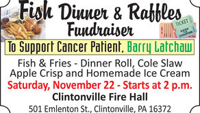 Fish Dinner & Raffles Fundraiser - Sat. Nov. 22