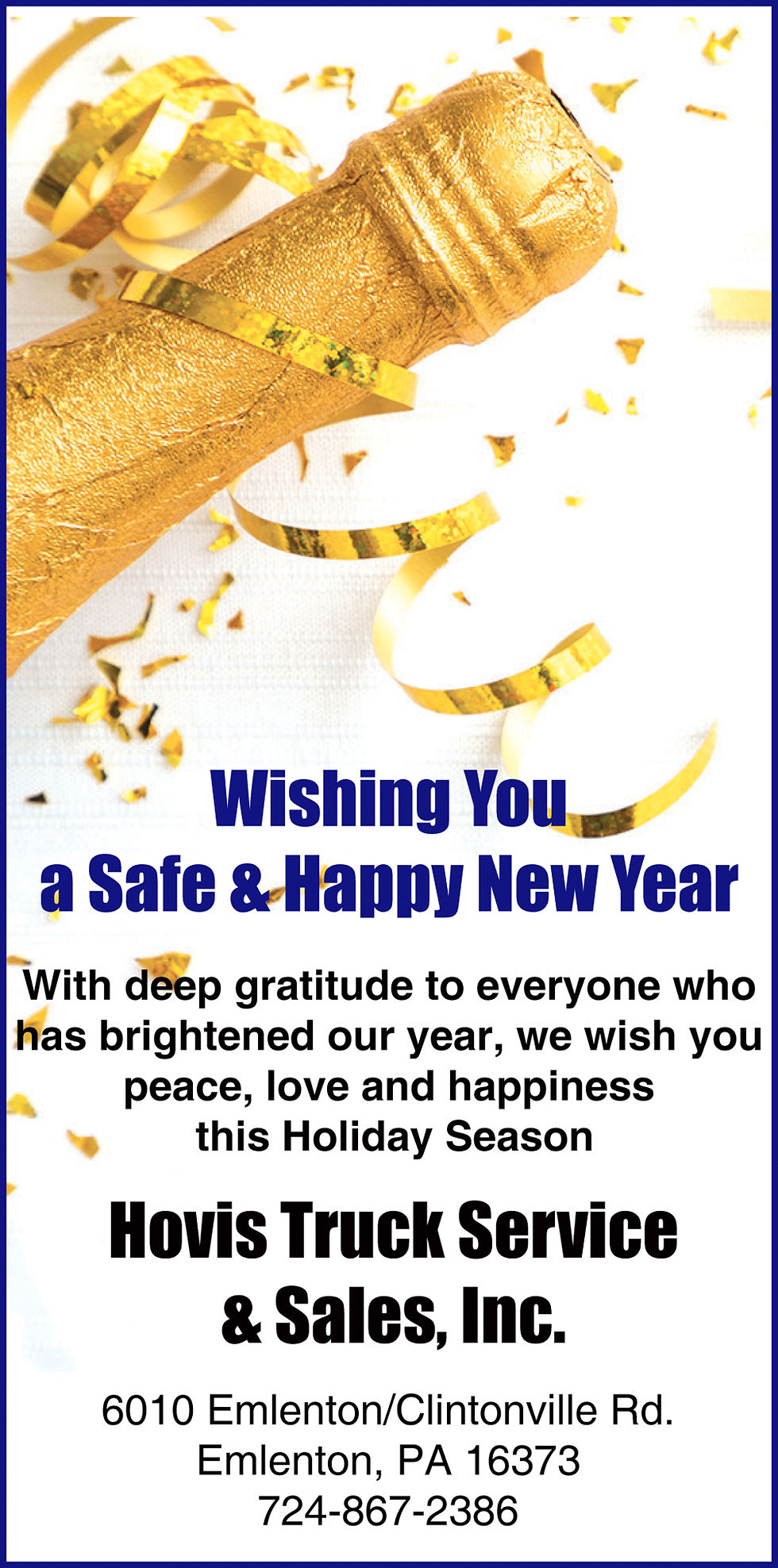 Hovis Truck Service - "Happy New Year"