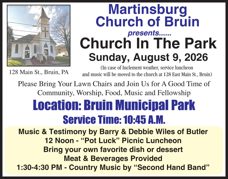 Martinsburg Church of Bruin - Church n the Park - Aug. 9, 2026