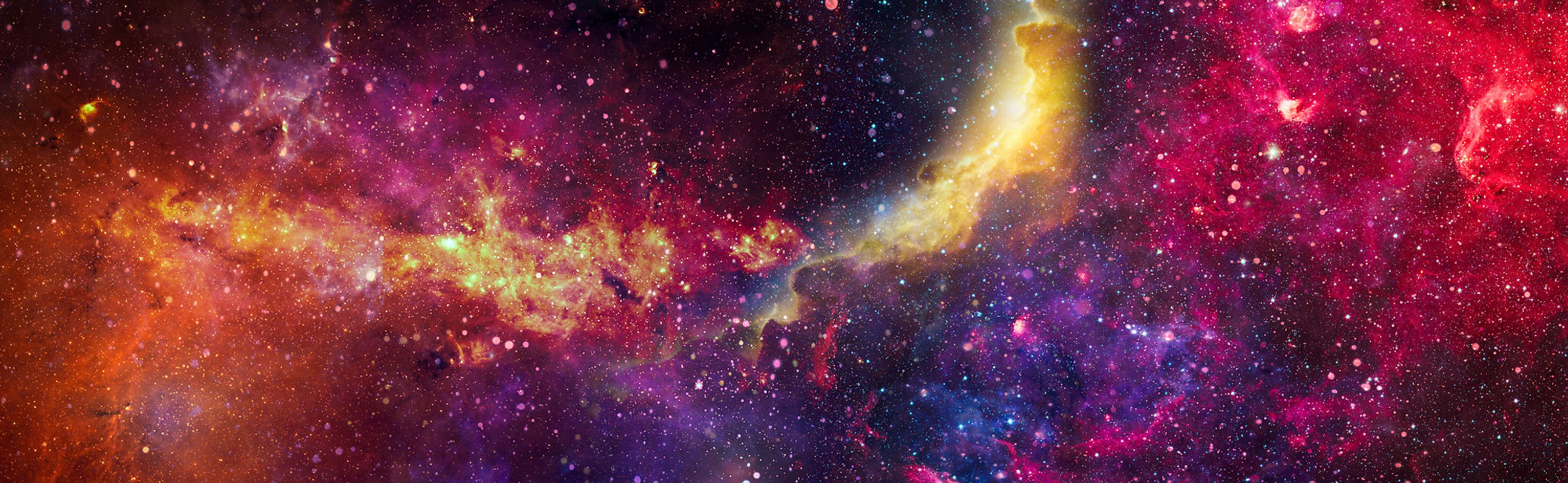 Incredibly beautiful galaxy in outer space. Nebula night starry sky in rainbow colors. Mul