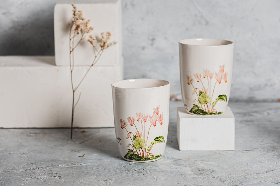 תמונה ממוזערת: סט קרמיקה בעבודת יד - רקפת מצויה