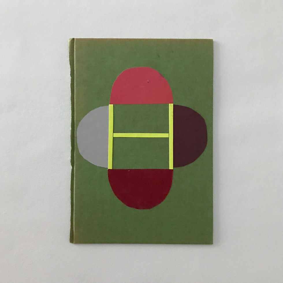 Modern Vibrant  Geometric  Collage artwork on vintage book cover  by Monika Gardyla