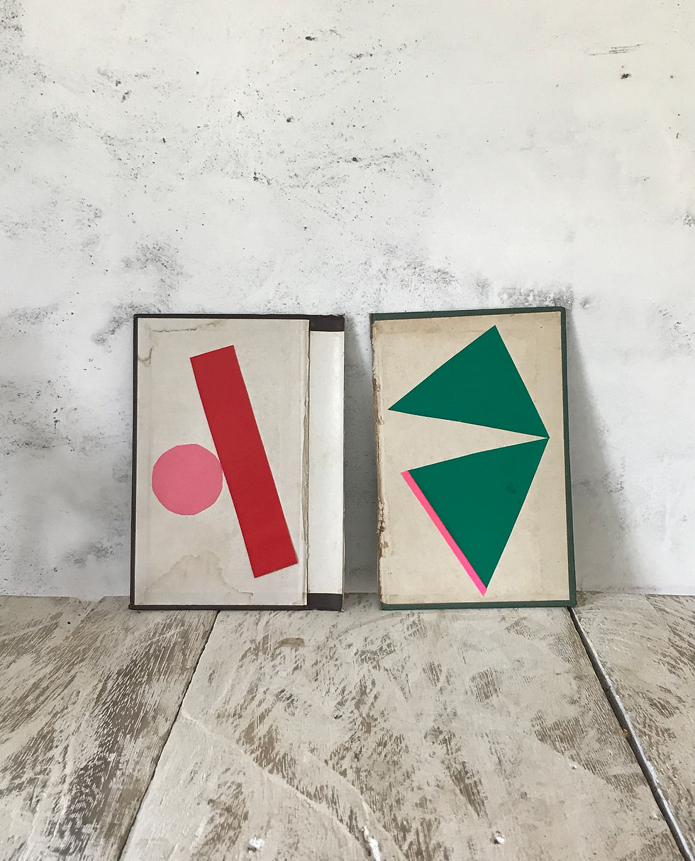 Thumbnail: Original geometric collage artwork on vintage book cover by Monika Gardyla