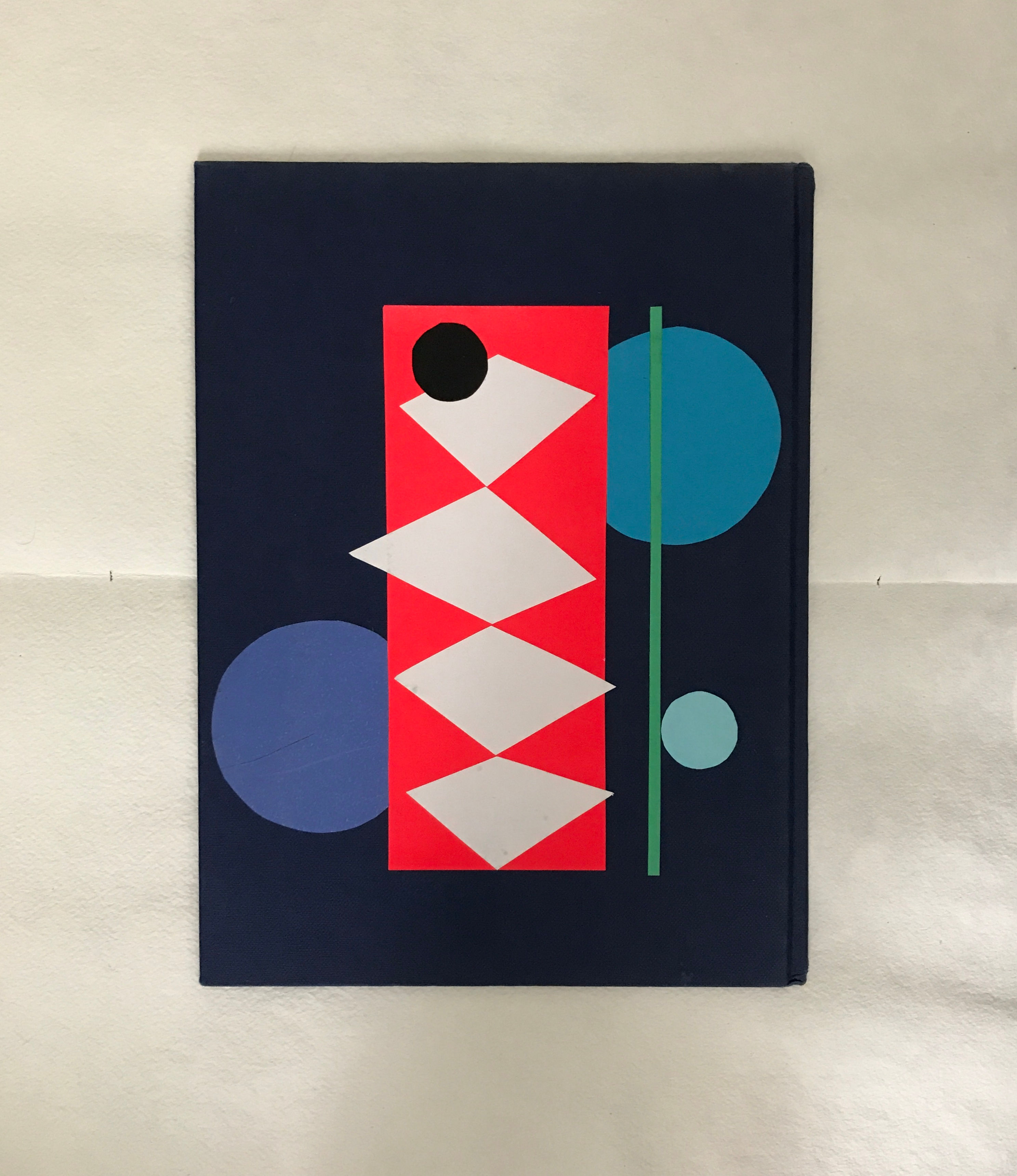 Original Artwork , Modern Geometric  Collage on Vintage Book Cover by Polish Artist Monika Gardyla