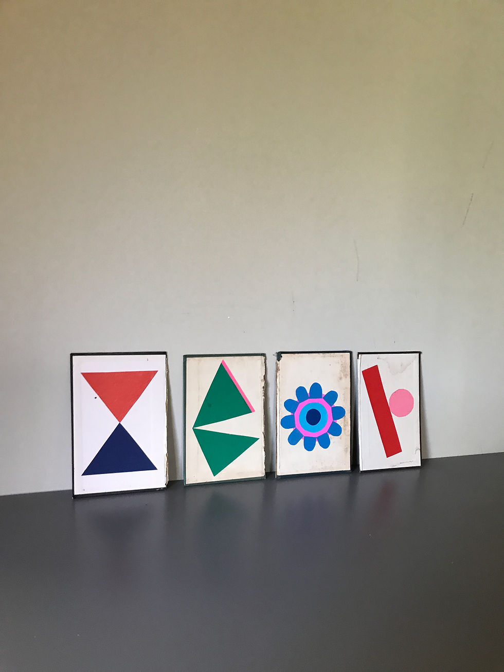 Thumbnail: Original geometric collage artwork on vintage book cover by Monika Gardyla