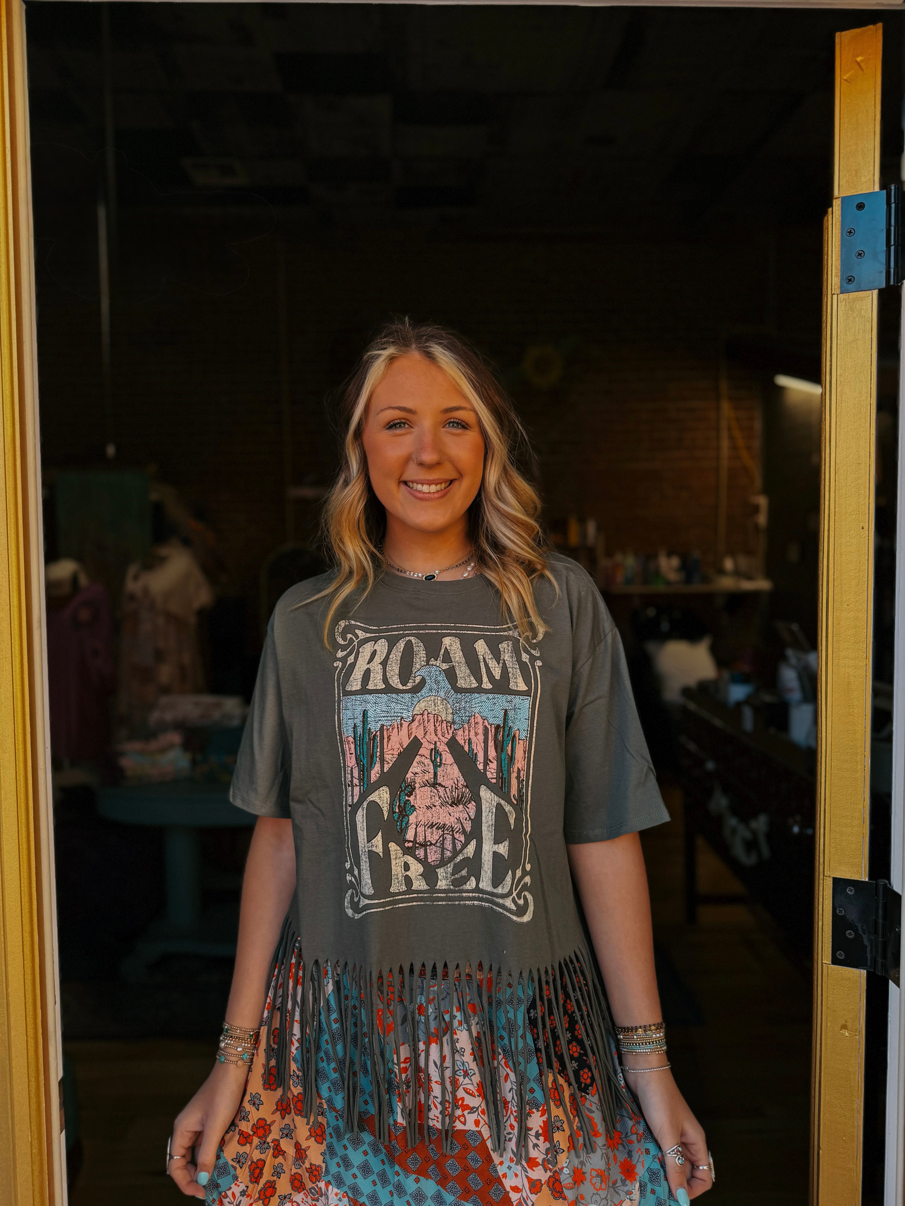 Roam Free Fringed Oversized Tee