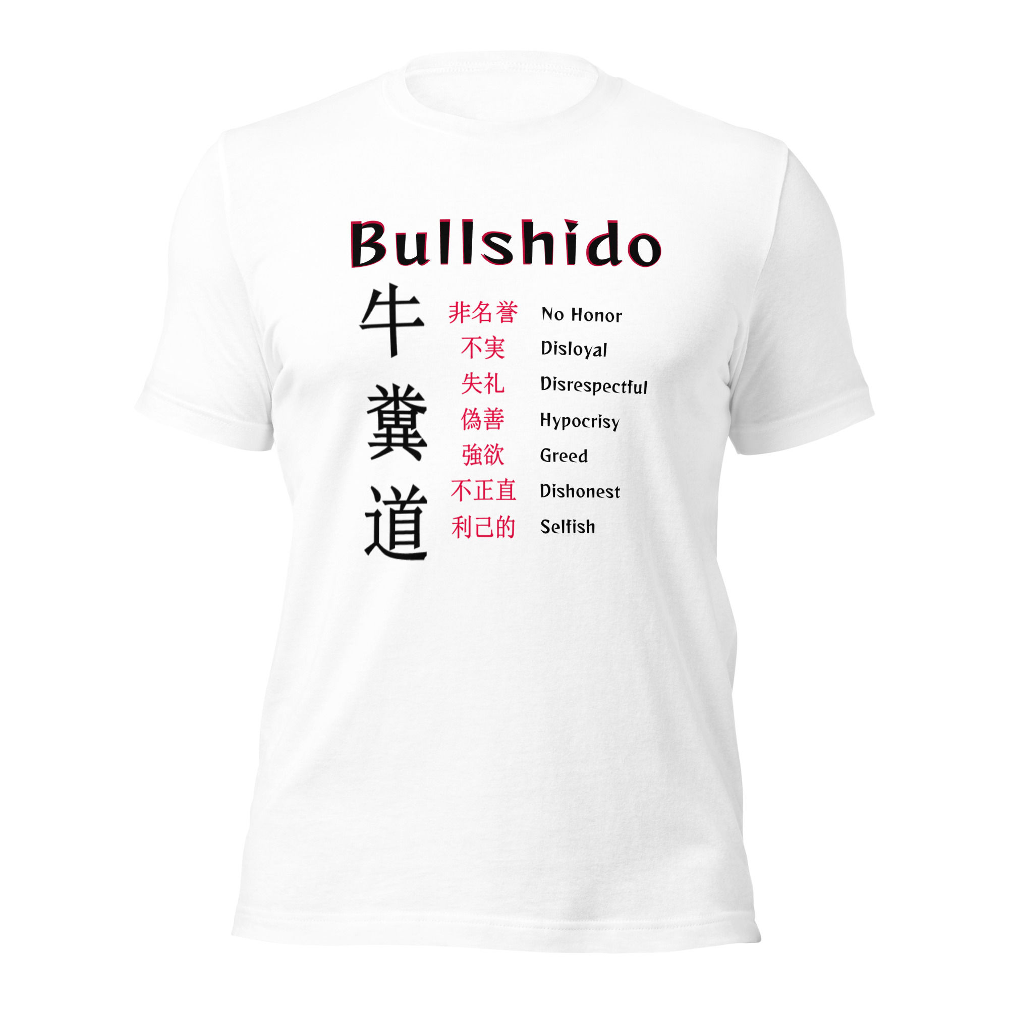 Bullshido Tenets White T-shirt (Unisex Fit)