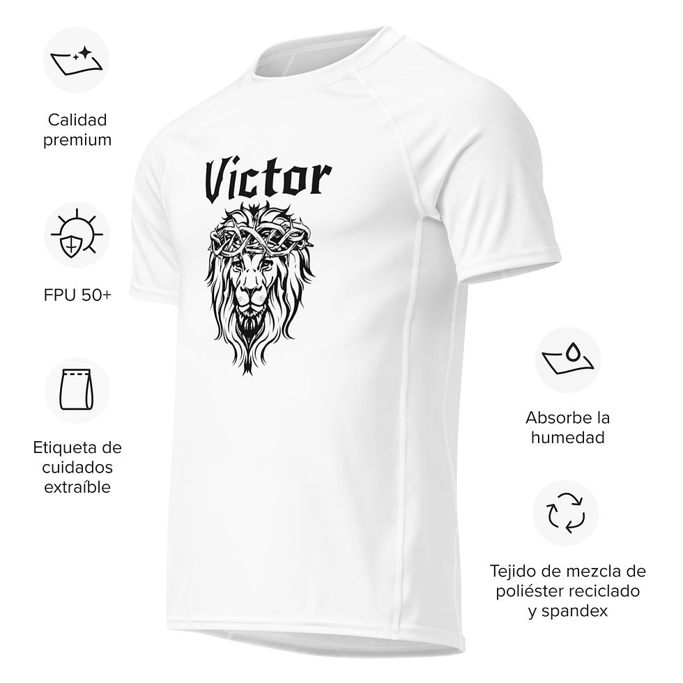 Thumbnail: Victor Men's White Rash Guard - Short Sleeve