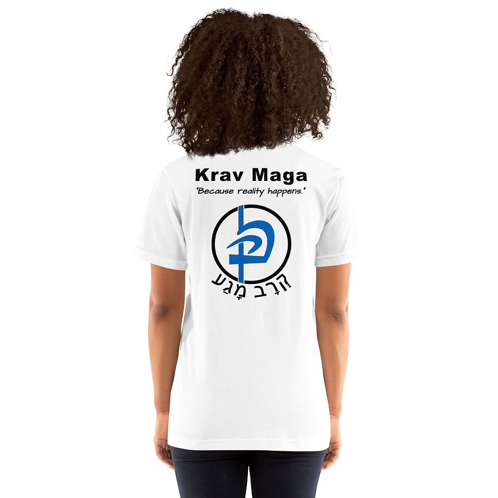 Thumbnail: Krav Maga "Because reality happens." White T-shirt (Unisex Fit)
