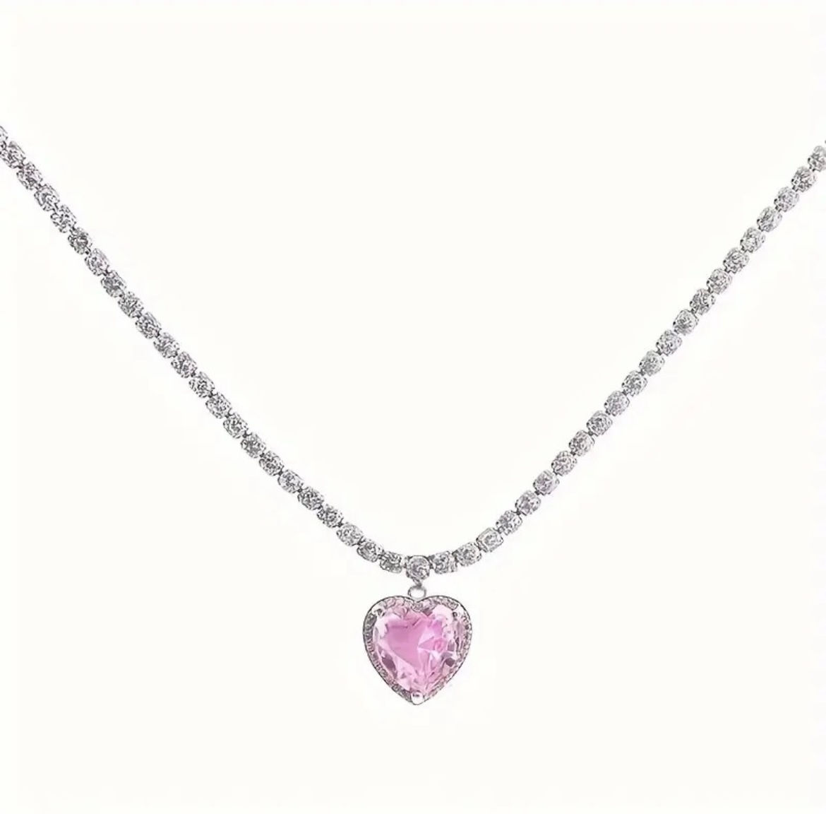 Giffygo Pink Heart Stone Chain Choker Necklace – Fashionable & Chic Design