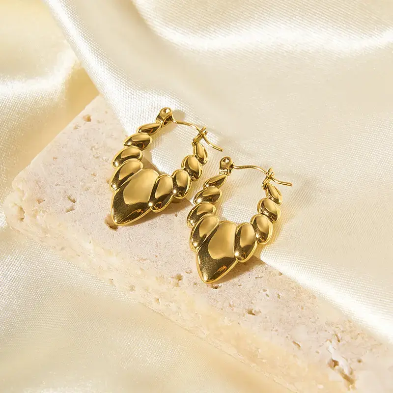 Bold Gold Chunky Hoop Earrings – Anti-Tarnish Teardrop Design Statement Jewelry