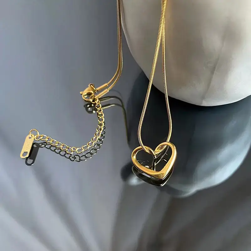 Thumbnail: Elegant Gold-Plated Open Heart Pendant Necklace | Anti-Tarnish Jewelry for Women