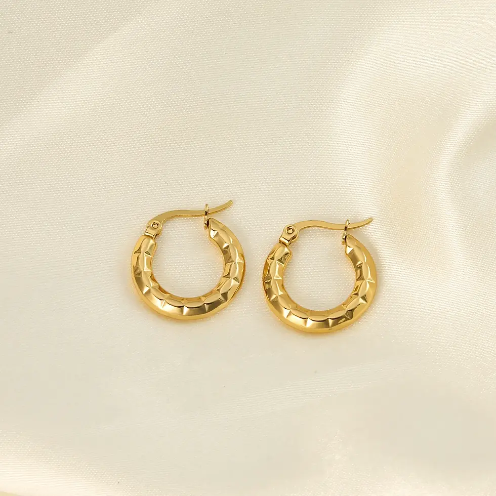 Chunky Gold-Plated Hoop Earrings – Anti-Tarnish Bamboo-Inspired Design for Women