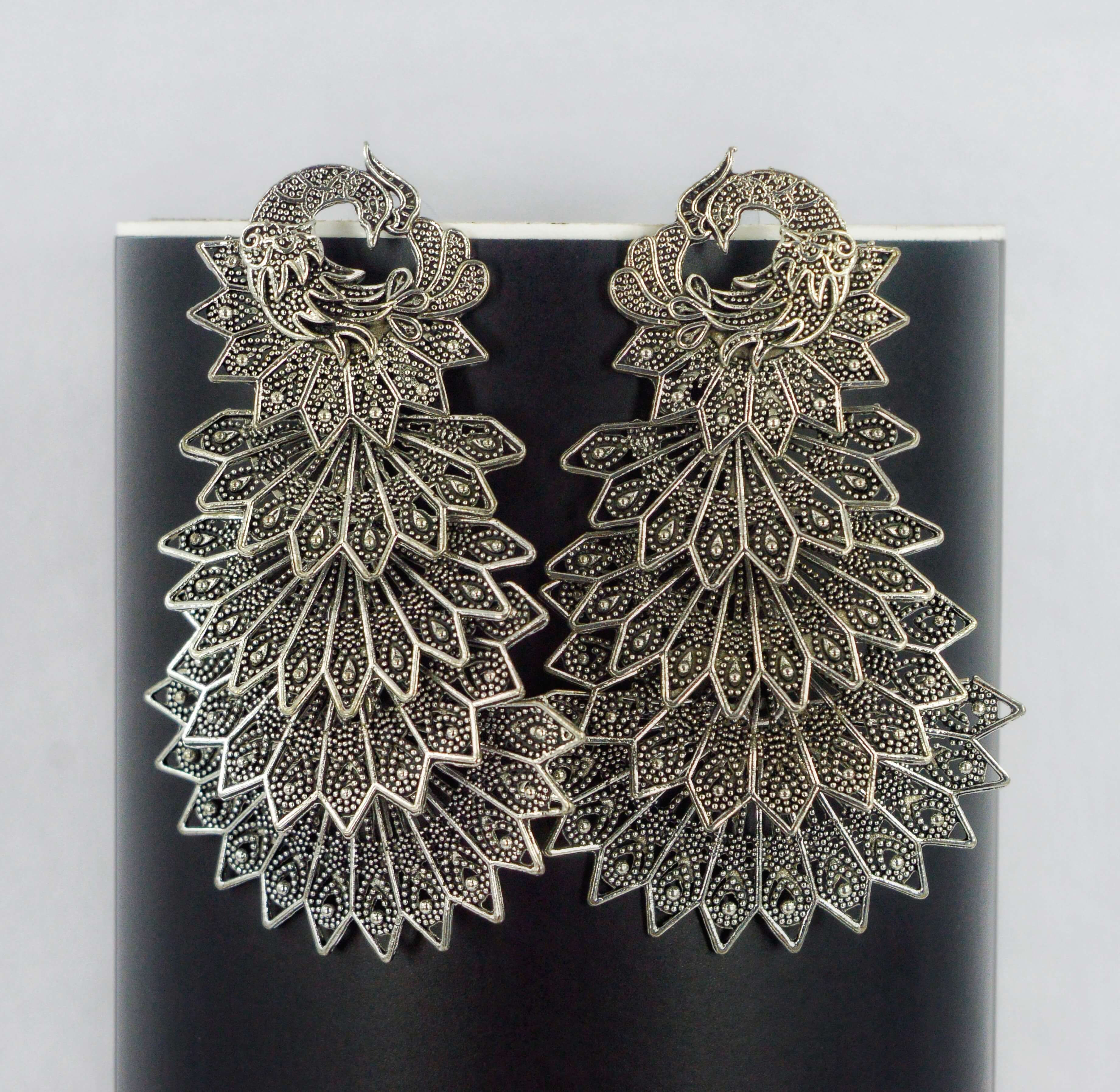 Giffygo Handcrafted Oxidized Silver Jhumkas – Ethnic & Festive Wear