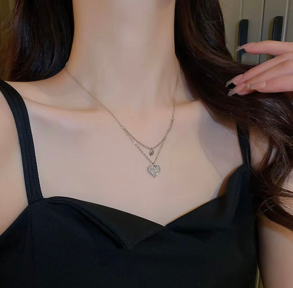 Thumbnail: Giffygo Double Layer Delicate Heart Necklace – Trendy & Elegant Jewelry